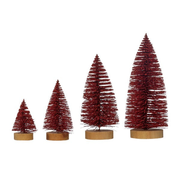 Red Plastic Bottle Brush Trees 4 sizes