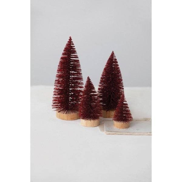 Red Plastic Bottle Brush Trees 4 sizes