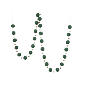 Wool Felt Ball Garland with Bells