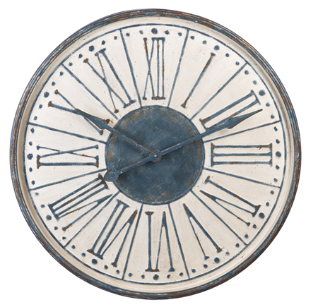 Distressed Blue & Ivory Wall Clock