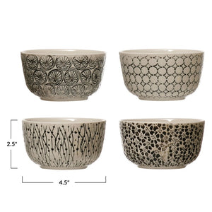 Hand-Stamped Stoneware Bowls