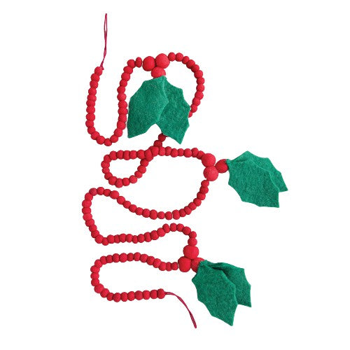 Wool Felt Holly Leaf Garland