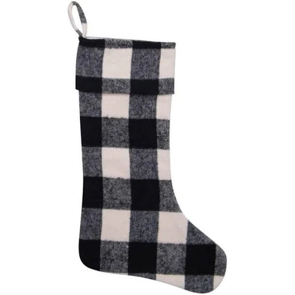 Black and White Plaid Cotton Stockings