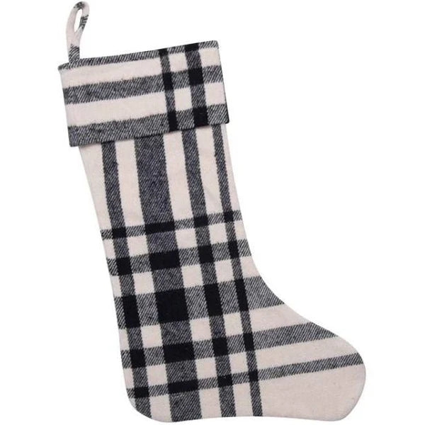 Black and White Plaid Cotton Stockings