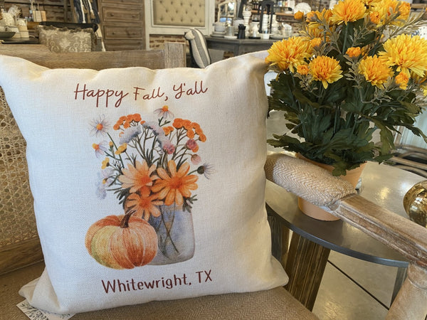 Fall It's Fall Y'all Embroidered Outdoor Pillow