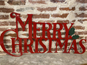 Red Merry Christmas Metal Wall Decor