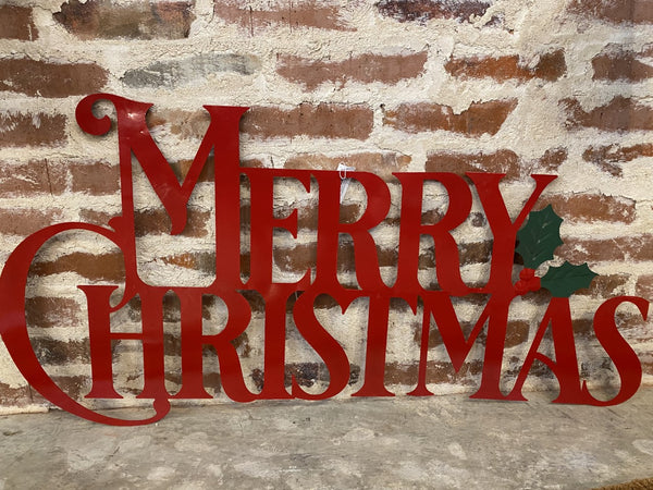 Red Merry Christmas Metal Wall Decor - Small Town Home & Decor